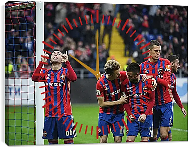 Часы картина - Празднование гола. ФК ЦСКА Москва. FC CSKA Moscow Часы картина - Празднование гола. ФК ЦСКА Москва. FC CSKA Moscow