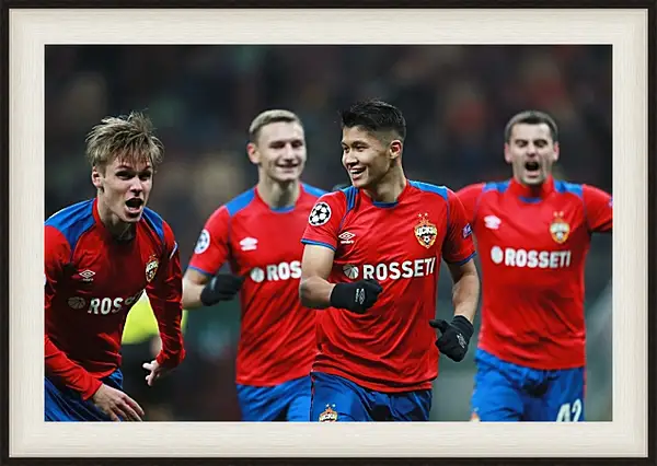 Картина в раме - Празднование гола. ФК ЦСКА Москва. FC CSKA Moscow Картина в раме - Празднование гола. ФК ЦСКА Москва. FC CSKA Moscow