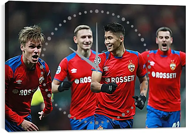 Часы картина - Празднование гола. ФК ЦСКА Москва. FC CSKA Moscow Часы картина - Празднование гола. ФК ЦСКА Москва. FC CSKA Moscow