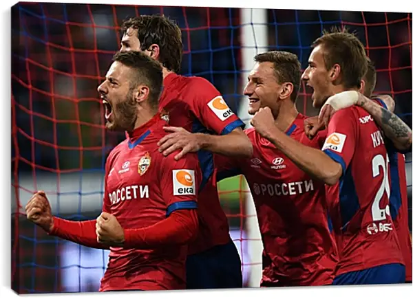 Постер на подрамнике - Празднование гола. ФК ЦСКА Москва. FC CSKA Moscow Постер на подрамнике - Празднование гола. ФК ЦСКА Москва. FC CSKA Moscow