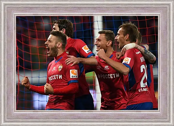 Картина в раме - Празднование гола. ФК ЦСКА Москва. FC CSKA Moscow Картина в раме - Празднование гола. ФК ЦСКА Москва. FC CSKA Moscow