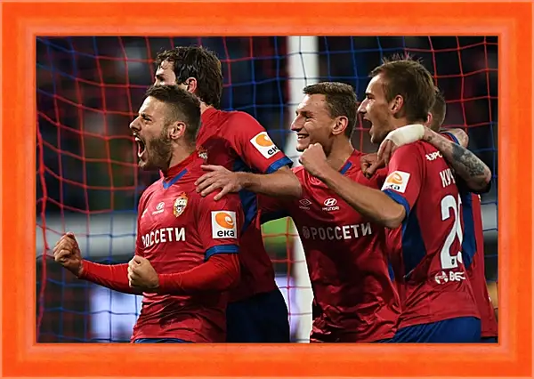 Картина в раме - Празднование гола. ФК ЦСКА Москва. FC CSKA Moscow Картина в раме - Празднование гола. ФК ЦСКА Москва. FC CSKA Moscow
