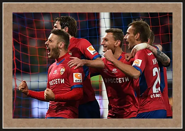 Картина в раме - Празднование гола. ФК ЦСКА Москва. FC CSKA Moscow Картина в раме - Празднование гола. ФК ЦСКА Москва. FC CSKA Moscow