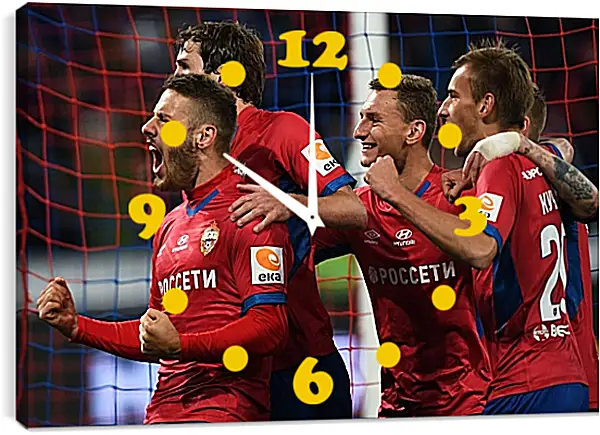 Часы картина - Празднование гола. ФК ЦСКА Москва. FC CSKA Moscow Часы картина - Празднование гола. ФК ЦСКА Москва. FC CSKA Moscow