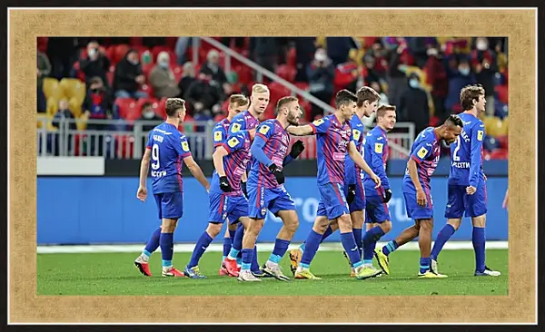 Картина в раме - Празднование гола. ФК ЦСКА Москва. FC CSKA Moscow Картина в раме - Празднование гола. ФК ЦСКА Москва. FC CSKA Moscow