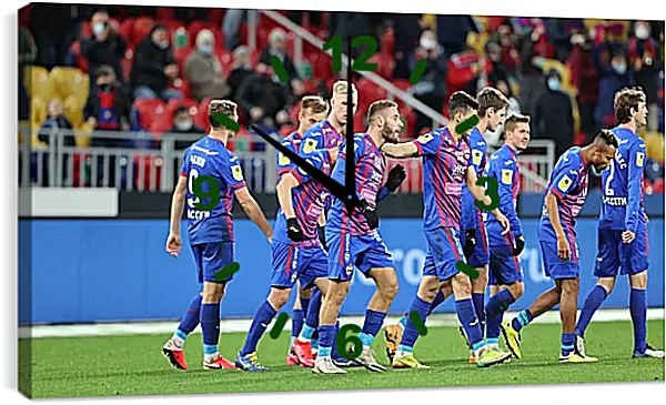 Часы картина - Празднование гола. ФК ЦСКА Москва. FC CSKA Moscow Часы картина - Празднование гола. ФК ЦСКА Москва. FC CSKA Moscow