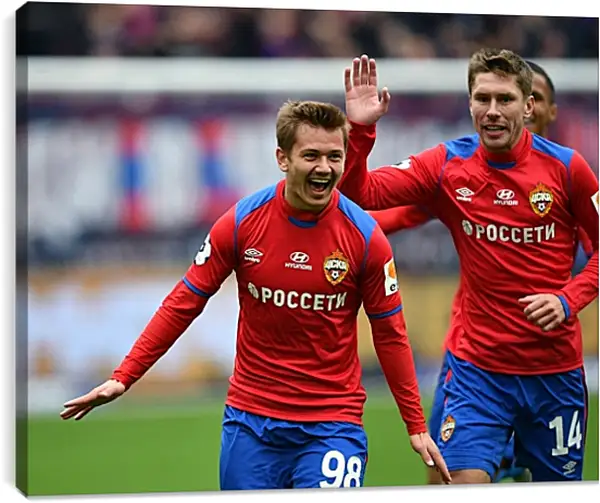Постер на подрамнике - Празднование гола. ФК ЦСКА Москва. FC CSKA Moscow Постер на подрамнике - Празднование гола. ФК ЦСКА Москва. FC CSKA Moscow