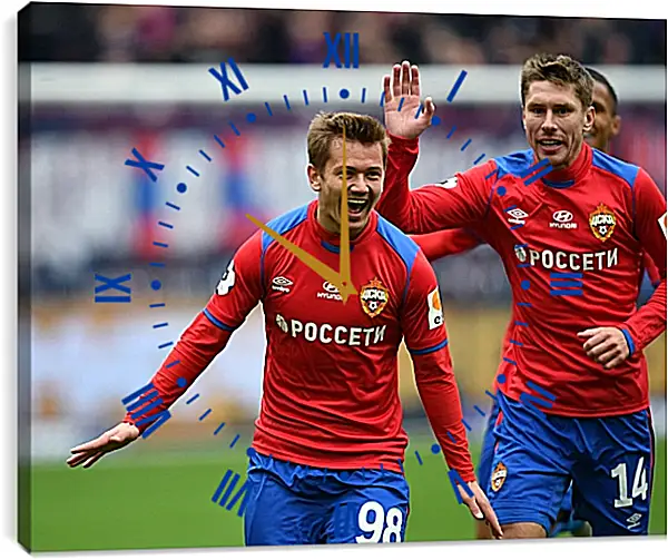 Часы картина - Празднование гола. ФК ЦСКА Москва. FC CSKA Moscow Часы картина - Празднование гола. ФК ЦСКА Москва. FC CSKA Moscow