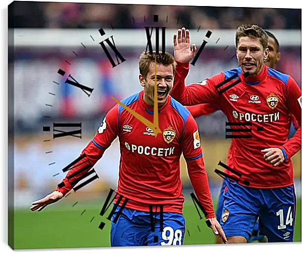 Часы картина - Празднование гола. ФК ЦСКА Москва. FC CSKA Moscow Часы картина - Празднование гола. ФК ЦСКА Москва. FC CSKA Moscow