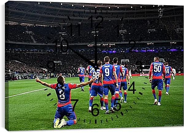 Часы картина - Празднование гола. ФК ЦСКА Москва. FC CSKA Moscow Часы картина - Празднование гола. ФК ЦСКА Москва. FC CSKA Moscow