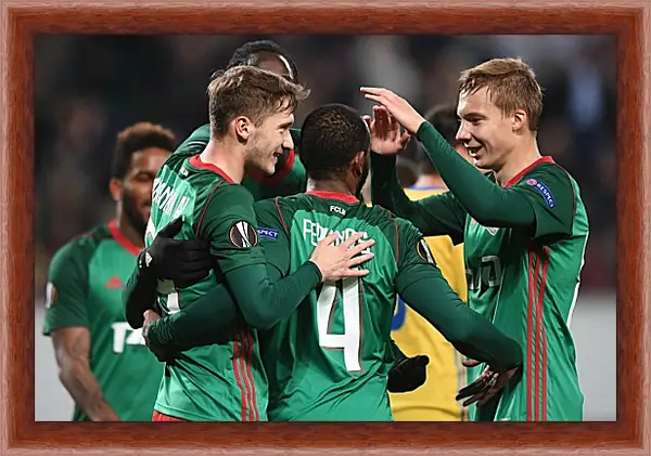 Картина в раме - Празднование гола. Локомотив Москва. Lokomotiv Moscow Картина в раме - Празднование гола. Локомотив Москва. Lokomotiv Moscow