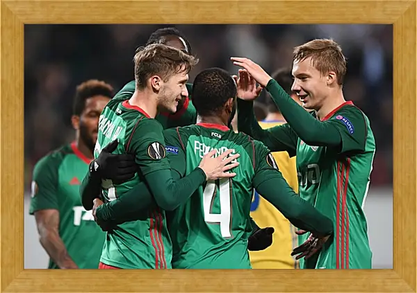 Картина в раме - Празднование гола. Локомотив Москва. Lokomotiv Moscow Картина в раме - Празднование гола. Локомотив Москва. Lokomotiv Moscow