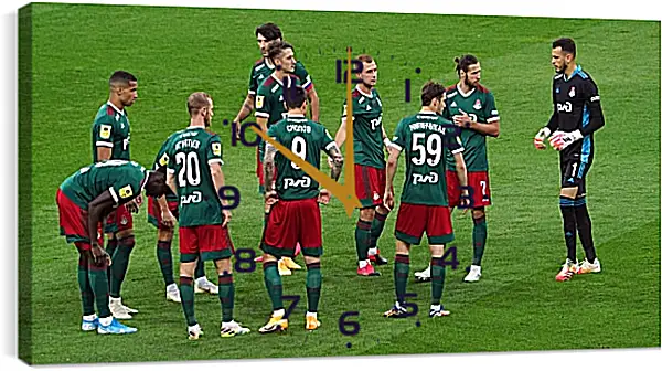 Часы картина - Перед матчем. ФК Локомотив Москва. FC Lokomotiv Moscow Часы картина - Перед матчем. ФК Локомотив Москва. FC Lokomotiv Moscow