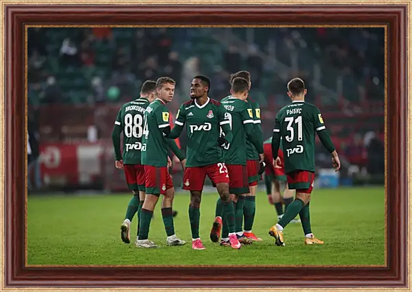 Картина в раме - Празднование гола. Локомотив Москва. Lokomotiv Moscow Картина в раме - Празднование гола. Локомотив Москва. Lokomotiv Moscow