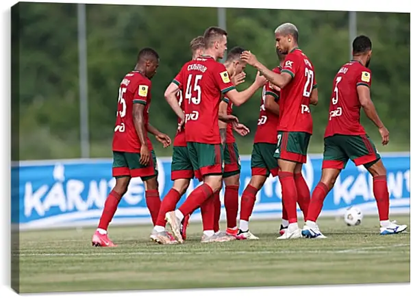 Постер на подрамнике - Празднование гола. Локомотив Москва. Lokomotiv Moscow Постер на подрамнике - Празднование гола. Локомотив Москва. Lokomotiv Moscow