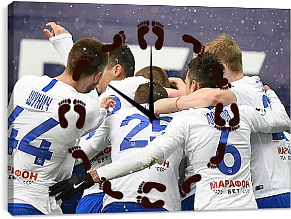Часы картина - Празднование гола. ФК Динамо Москва. FC Dynamo Moscow Часы картина - Празднование гола. ФК Динамо Москва. FC Dynamo Moscow