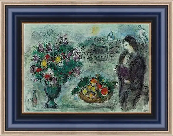 Картина в раме - FLEURS ET CORBEILLE DE FRUITS Картина в раме - FLEURS ET CORBEILLE DE FRUITS