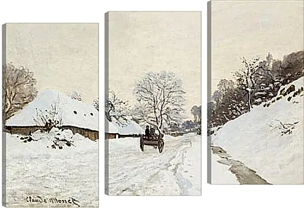Модульная картина - A Cart on the Snowy Road at Honfleu. Клод Моне Модульная картина - A Cart on the Snowy Road at Honfleu. Клод Моне