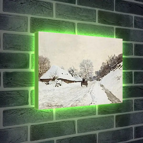 Лайтбокс световая панель - A Cart on the Snowy Road at Honfleu. Клод Моне Лайтбокс световая панель - A Cart on the Snowy Road at Honfleu. Клод Моне