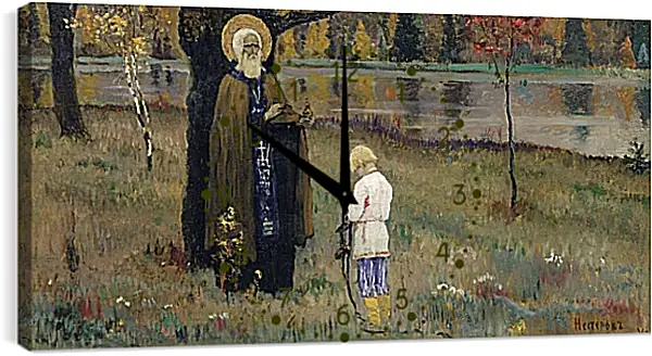 Часы картина - Видение отроку Варфоломею 2. Нестеров Михаил Часы картина - Видение отроку Варфоломею 2. Нестеров Михаил