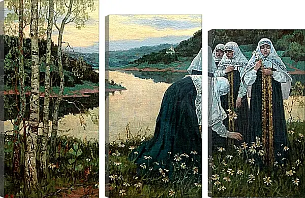 Модульная картина - Девушки на берегу. Нестеров Михаил Модульная картина - Девушки на берегу. Нестеров Михаил