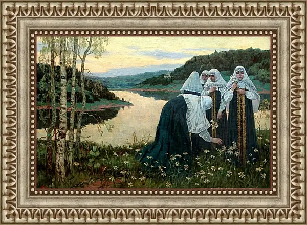 Картина в раме - Девушки на берегу. Нестеров Михаил Картина в раме - Девушки на берегу. Нестеров Михаил
