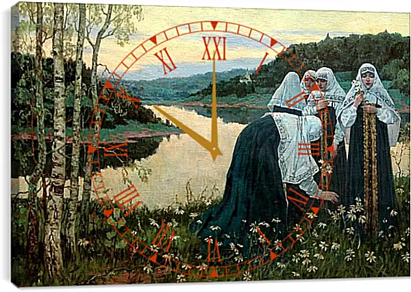 Часы картина - Девушки на берегу. Нестеров Михаил Часы картина - Девушки на берегу. Нестеров Михаил