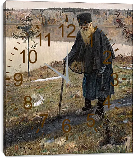 Часы картина - Пустынник. Нестеров Михаил Часы картина - Пустынник. Нестеров Михаил