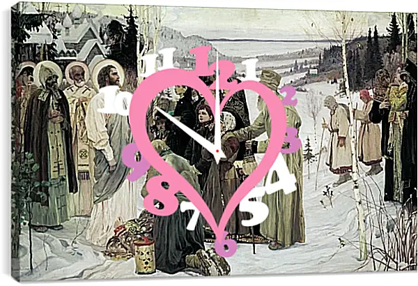Часы картина - Святая Русь. Нестеров Михаил Часы картина - Святая Русь. Нестеров Михаил