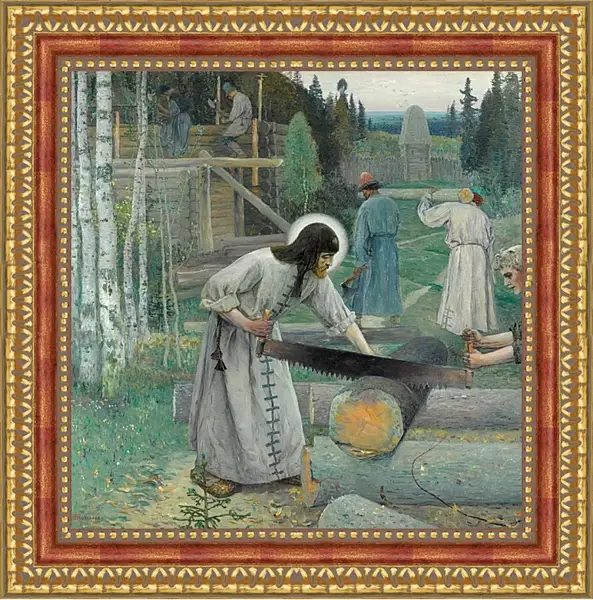 Картина в раме - Труды преподобного Сергия. средняя часть (триптих) Нестеров Михаил Картина в раме - Труды преподобного Сергия. средняя часть (триптих) Нестеров Михаил