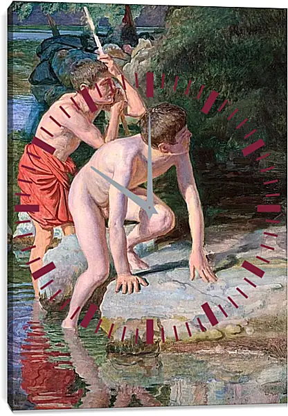Часы картина - Два мальчика на фоне пейзажа. Иванов Александр Часы картина - Два мальчика на фоне пейзажа. Иванов Александр