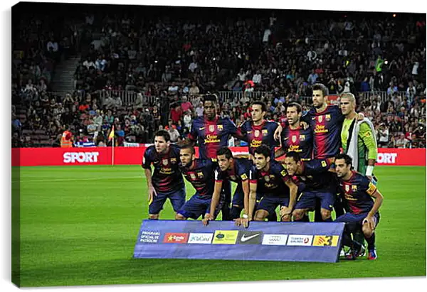 Постер на подрамнике - Фото перед матчем ФК Барселона. FC Barcelona Постер на подрамнике - Фото перед матчем ФК Барселона. FC Barcelona