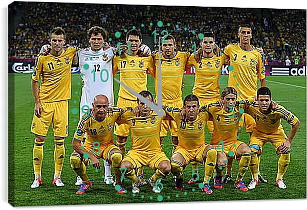 Часы картина - Фото перед матчем сборной Украины по футболу Часы картина - Фото перед матчем сборной Украины по футболу