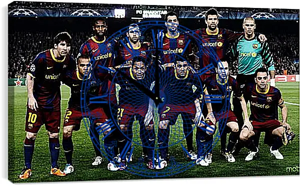 Часы картина - Фото перед матчем ФК Барселона. FC Barcelona Часы картина - Фото перед матчем ФК Барселона. FC Barcelona