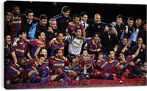 Постер на подрамнике - Победа в Чемпионате Испании. ФК Барселона. FC Barcelona Постер на подрамнике - Победа в Чемпионате Испании. ФК Барселона. FC Barcelona
