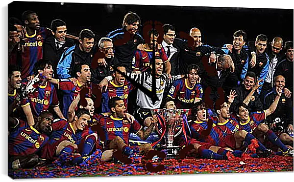 Часы картина - Победа в Чемпионате Испании. ФК Барселона. FC Barcelona Часы картина - Победа в Чемпионате Испании. ФК Барселона. FC Barcelona