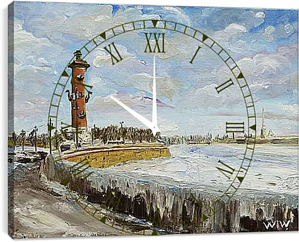 Часы картина - Берег Невы. Санкт Петербург Часы картина - Берег Невы. Санкт Петербург
