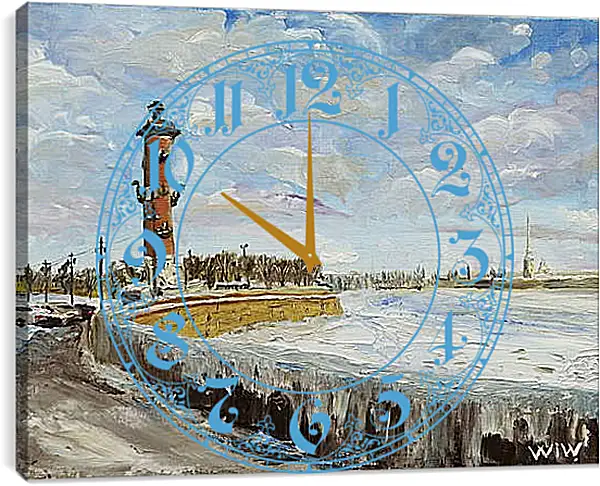 Часы картина - Берег Невы. Санкт Петербург Часы картина - Берег Невы. Санкт Петербург