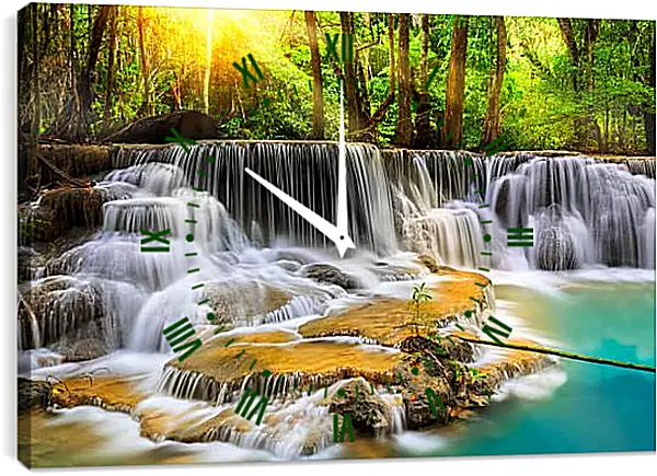 Часы картина - Водопад в лесу Часы картина - Водопад в лесу