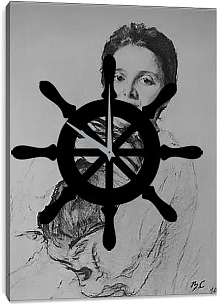 Часы картина - Обнинская с зайчиком. Валентин Александрович Серов Часы картина - Обнинская с зайчиком. Валентин Александрович Серов