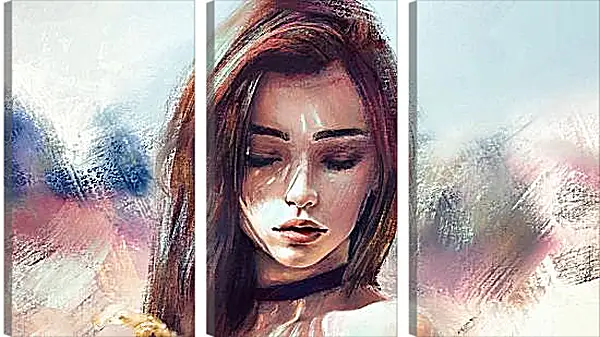 Модульная картина - Шатенка Модульная картина - Шатенка