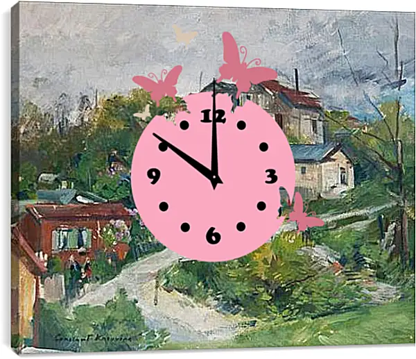 Часы картина - VIEW OF THE VILLAGE. Коровин Константин Часы картина - VIEW OF THE VILLAGE. Коровин Константин