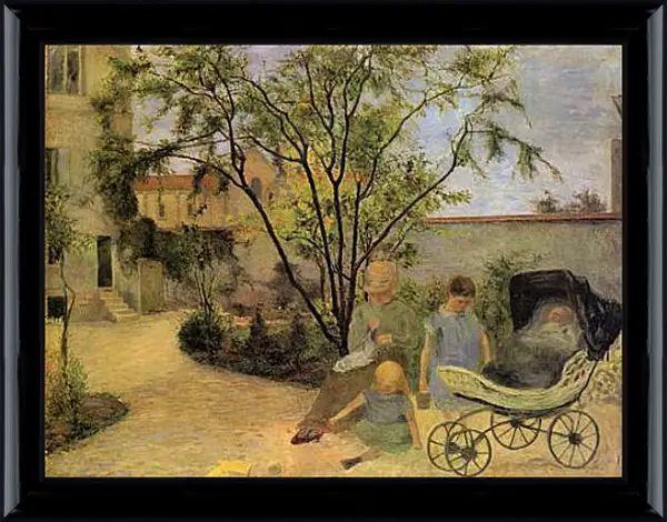 Картина в раме - La famille du peintre au jardin, rue Carcel. Поль Гоген Картина в раме - La famille du peintre au jardin, rue Carcel. Поль Гоген