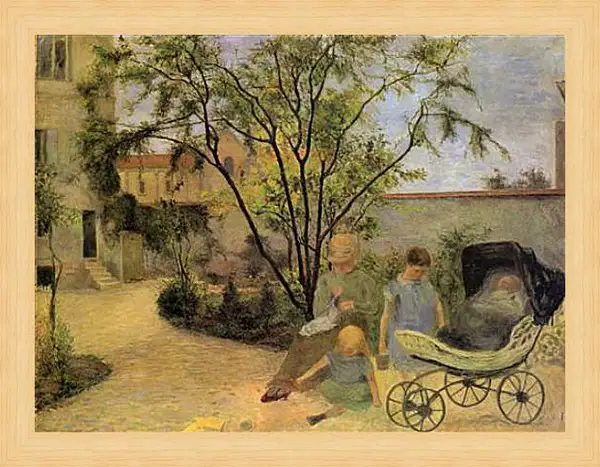 Картина в раме - La famille du peintre au jardin, rue Carcel Картина в раме - La famille du peintre au jardin, rue Carcel