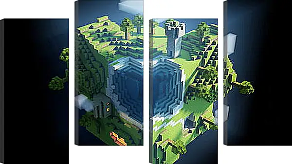 Модульная картина - minecraft, planet, cube Модульная картина - minecraft, planet, cube