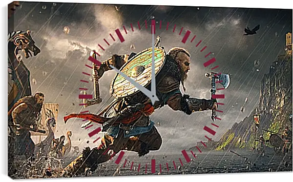 Часы картина - Assassins Creed Valhalla Часы картина - Assassins Creed Valhalla