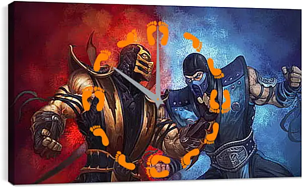 Часы картина - mortal kombat, scorpion, sub-zero Часы картина - mortal kombat, scorpion, sub-zero