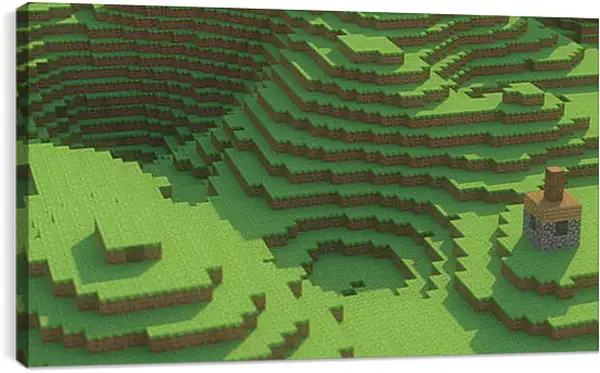 Постер на подрамнике - minecraft, mountain, house Постер на подрамнике - minecraft, mountain, house