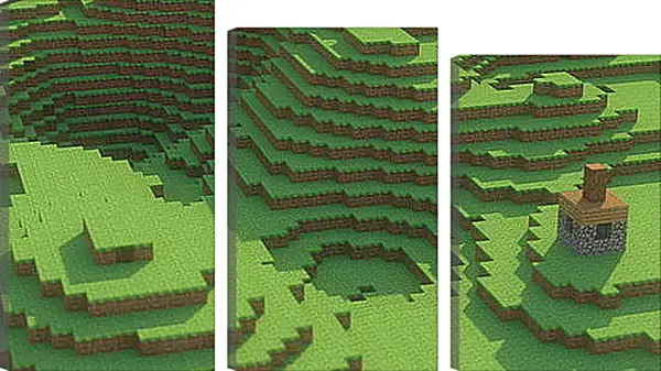Модульная картина - minecraft, mountain, house Модульная картина - minecraft, mountain, house