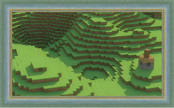 Картина в раме - minecraft, mountain, house Картина в раме - minecraft, mountain, house